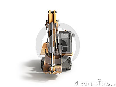 Yellow wheels Bulldozer 3d render on white Stock Photo