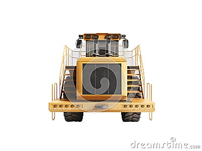 Yellow wheels Bulldozer 3d render on white no shadow Stock Photo