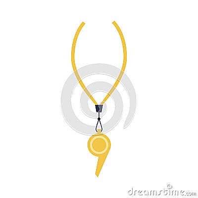 yellow whistle on a cord. flat isolated vector Stock Photo