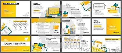 Yellow and white element for slide business office background. P Vector Illustration