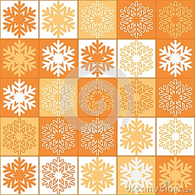 Yellow white orange snowy christmas background, decorative illustrations seamless pattern Vector Illustration