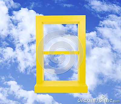 Yellow Window in Blue Sky Stock Photo