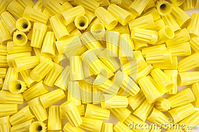 Yellow wire nuts Stock Photo