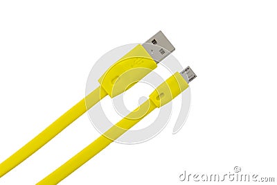 Yellow wire USB Stock Photo