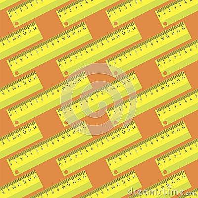 Yellow Wooden Ruler Seamless Pattern Stock Photo