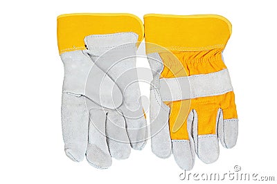 Yellow working gloves Stock Photo