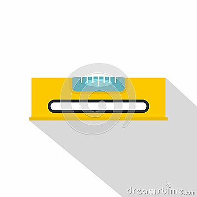 Yellow working tool bubble level icon, flat style Vector Illustration