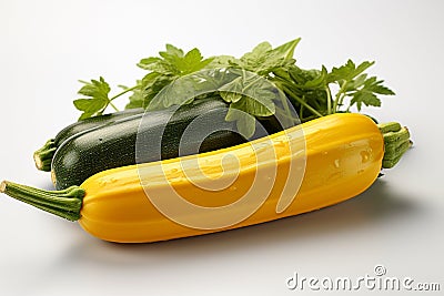 Yellow Zucchini on white background Stock Photo