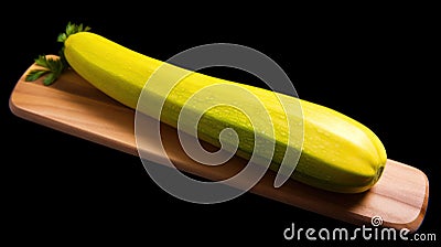 a yellow zucchini on a wooden surface Stock Photo