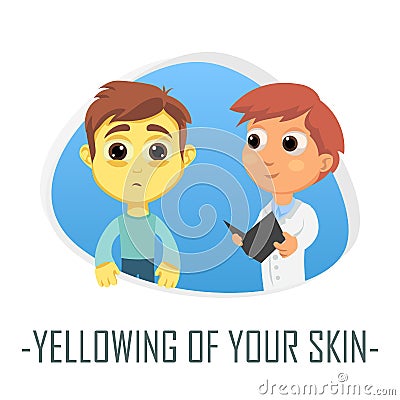 Yellowing of your skin medical concept. Vector illustration. Cartoon Illustration