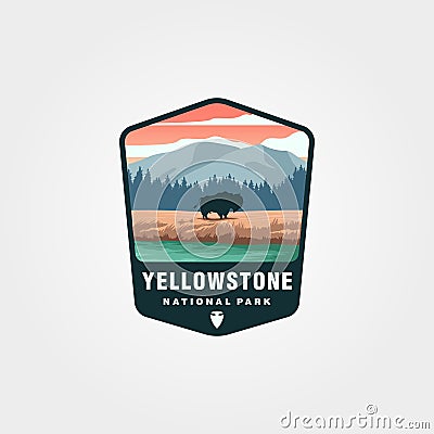 Yellowstone national park logo design, united states national park sticker patch illustration design Vector Illustration