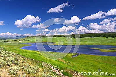 Yellowstone River in Hayden Valley Stock Photo