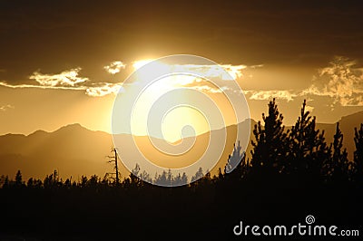 Yellowstone sunset Stock Photo