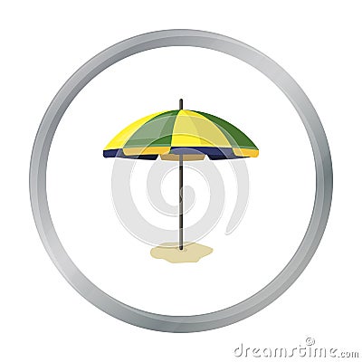 Yelow-green beach umbrella icon in cartoon style isolated on white background. Brazil country symbol stock vector Vector Illustration