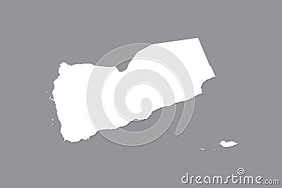 Yemen vector map with integrated land area using white color on dark background illustration Vector Illustration