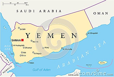 Yemen Political Map Vector Illustration