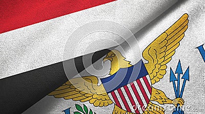 Yemen and Virgin Islands United States two flags textile cloth, fabric texture Stock Photo