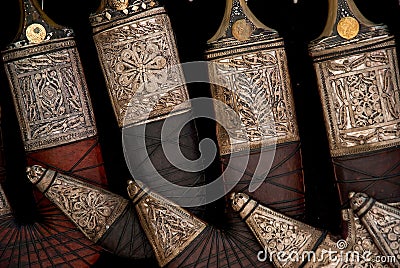 Yemeni daggers in sanaa marketplace souk in yemen Stock Photo