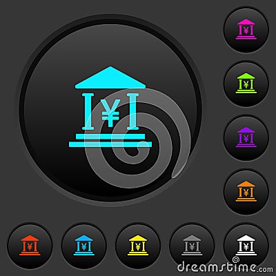 Yen bank office dark push buttons with color icons Stock Photo