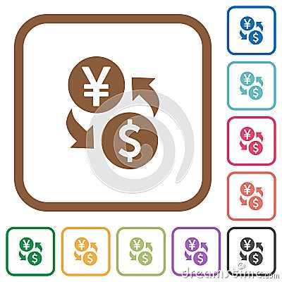 Yen Dollar money exchange simple icons Stock Photo