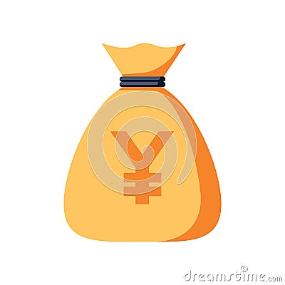 Yen money bag illustration. Vector Yen symbol isolated on white background. Vector Illustration