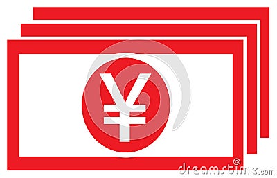 Yen, Yuan or Renminbi currency icon or logo on a bank note or bill. Stock Photo