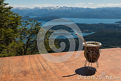 Yerba mate tea in calabash gourd Stock Photo