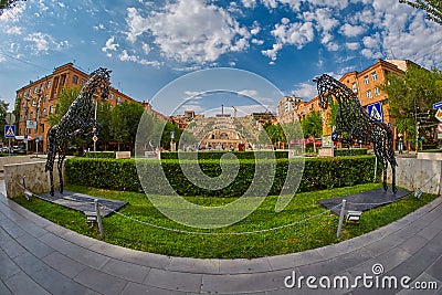 Yerevan, ARMENIA - Famous Cascade Park and Staircase in Erevan Editorial Stock Photo