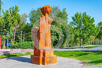 Yerevan, Armenia, September 4, 2023: Lovers alley monnument at V Editorial Stock Photo