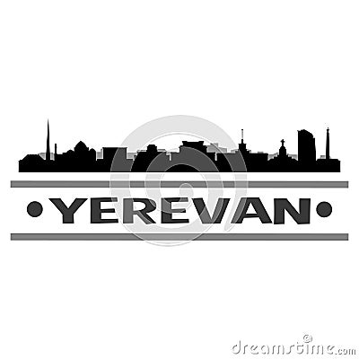 Yerevan Armenia Silhouette Icon Vector Art Flat Shadow Design Skyline City Silhouette Template Logo Vector Illustration