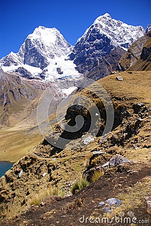 Yerupaja mountain in high Andes Stock Photo