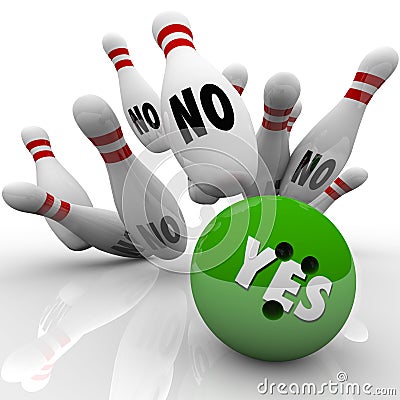 Yes Bowling Ball No Pins Overcoming Objection Answer Stock Photo