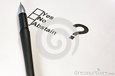Yes No Abstain Check box Flag. Elections, referendum, people& x27;s choice. Stock Photo