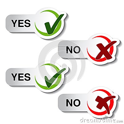 Yes no button - check mark symbol Vector Illustration