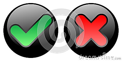 Yes-No Buttons - Black Vector Illustration
