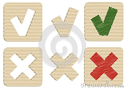 Yes and No Cardboard Icons. Vector Illustration