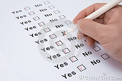 Yes And No Checkbox Marking. Stock Photo