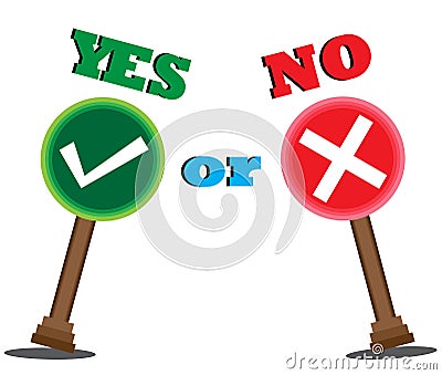 Yes or no choice. vector illustration. Checkmark cross icon set. Vector Illustration