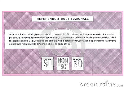 YES NO I DON`T KNOW Italian ballot paper Editorial Stock Photo