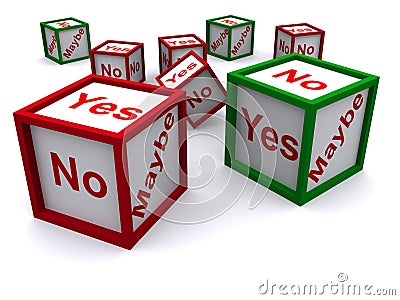 Yes no and maybe dice Cartoon Illustration