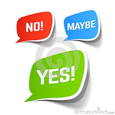 Yes, No and Maybe speech bubbles Vector Illustration