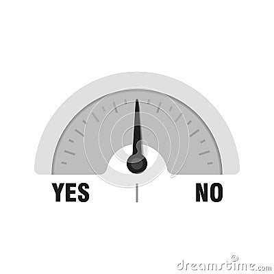 Yes No measuring gauge. Vector indicator illustration. Meter with black arrow in white Vector Illustration