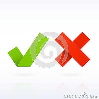 Yes or No paper check marks Vector Illustration