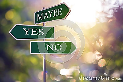 Yes or no road signs Stock Photo