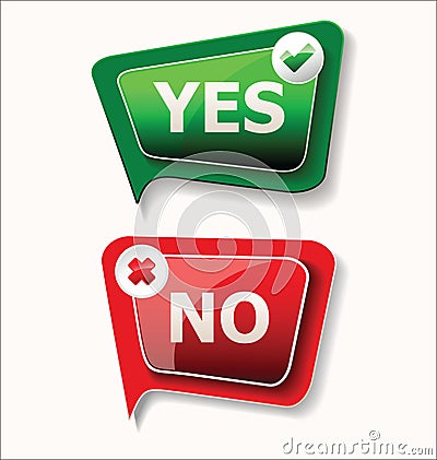 Yes and no sign of product quality and choice collection Stock Photo