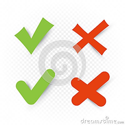 Yes and no sign symbols set Vector Illustration