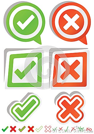 Yes No Stickers Vector Illustration