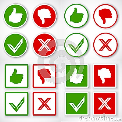 Yes, No, Thumbs up and down icons Like and unlike symbol. Vector Illustration