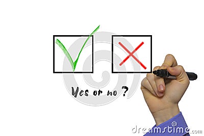 Yes No tickbox with green red tick Stock Photo