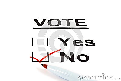 Yes / No Vote Ballot Form With NO Checked Stock Photo